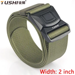 TUSHI 2 inch Men Canvas Waistband New Army Style Combat Belts Quick Release Tactical Belt Outdoor Hunting Camouflage Waist Strap