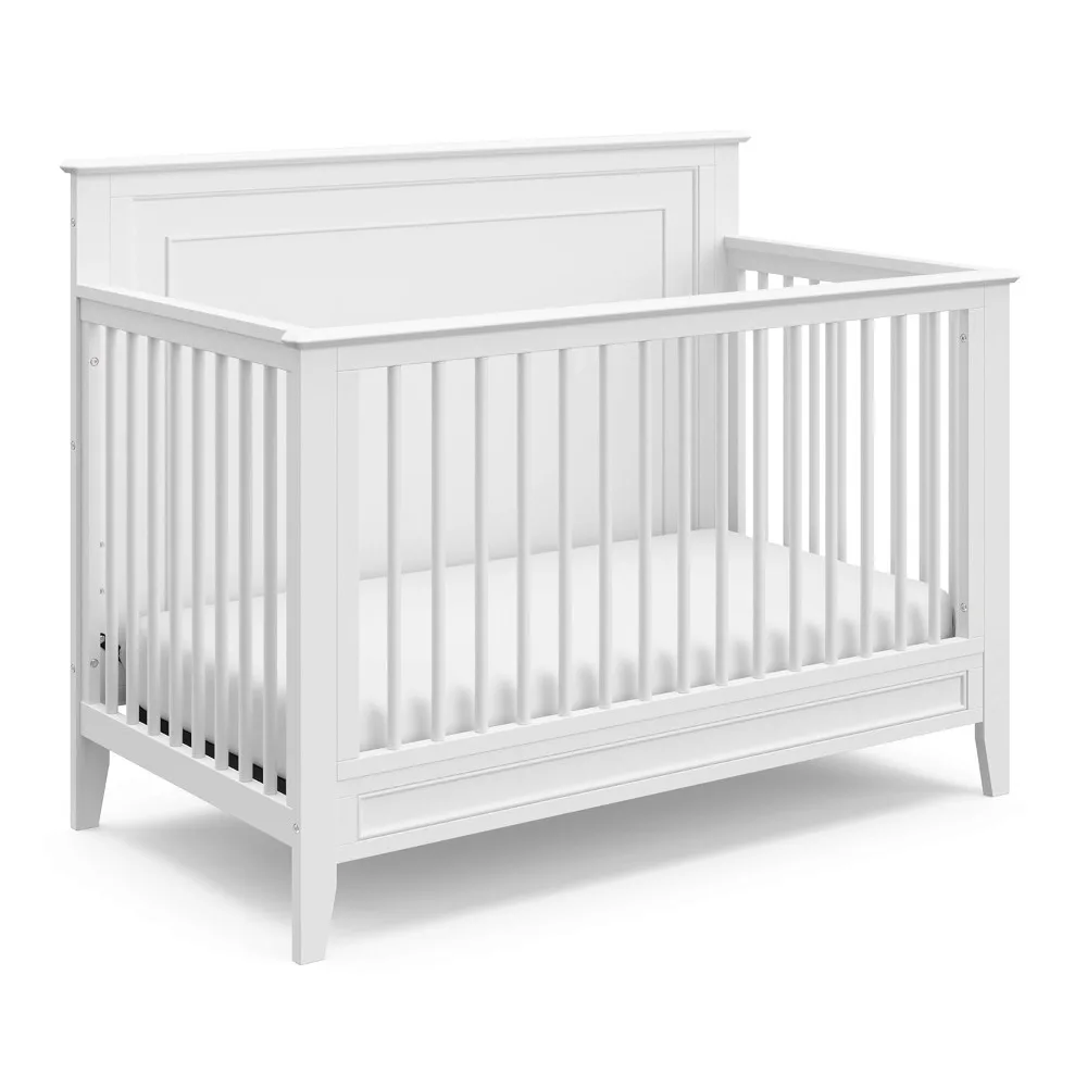 5-In-1 Convertible Crib (White) – GREENGUARD Gold Certified, Converts to Toddler Bed and Full-Size Bed