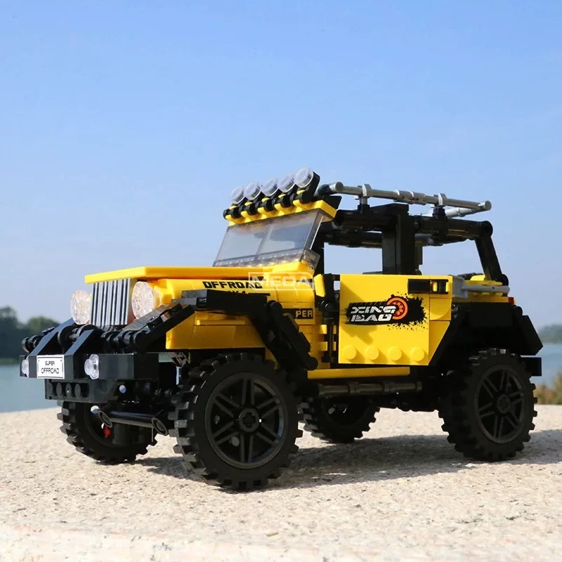  610pcs Jeep Building Blocks Kids Birthday Gift Shock Absorber Off-road Car Brick Model Wrangler Truck Self Assembly Block Toys
