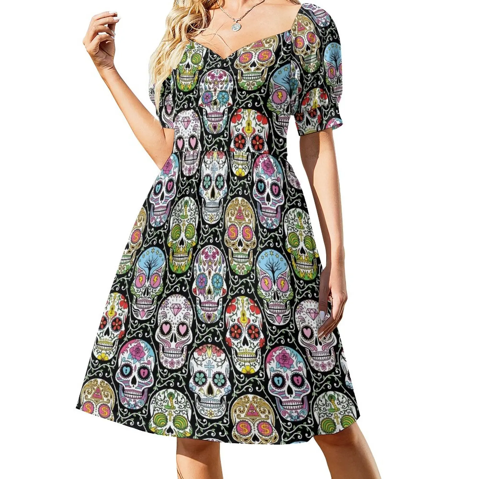 

Mexican Skull Pattern Dress Women's summer skirt birthday dresses for women