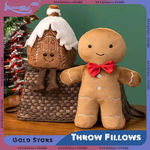 크리스마스 봉제 인형 던지기 베개, 생강 빵 인형, 파티 장식, 꽃 화환 인형, 생일 선물, 봉제 인형 집 장식  Best5