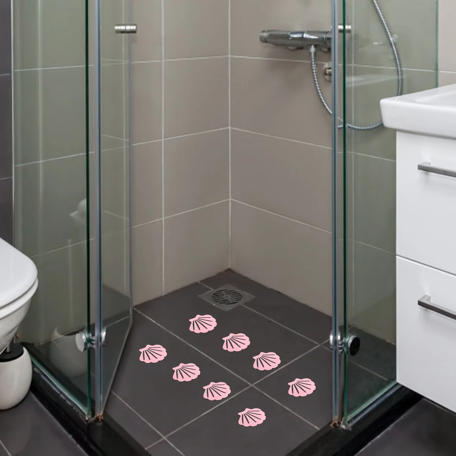 

12pcs Shell-shaped Non-slip Bath Stickers Blue Bathtub Decor Anti-skid Shower Strips Bathroom Safety Stickers No Residue Easy to