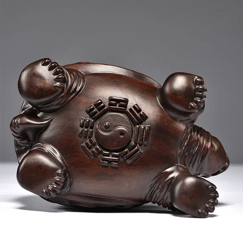 Wood Carved Scarab Living Room Decoration Office Desktop Feng Shui Transfer Decoration Red Solid Wood Turtle Gift