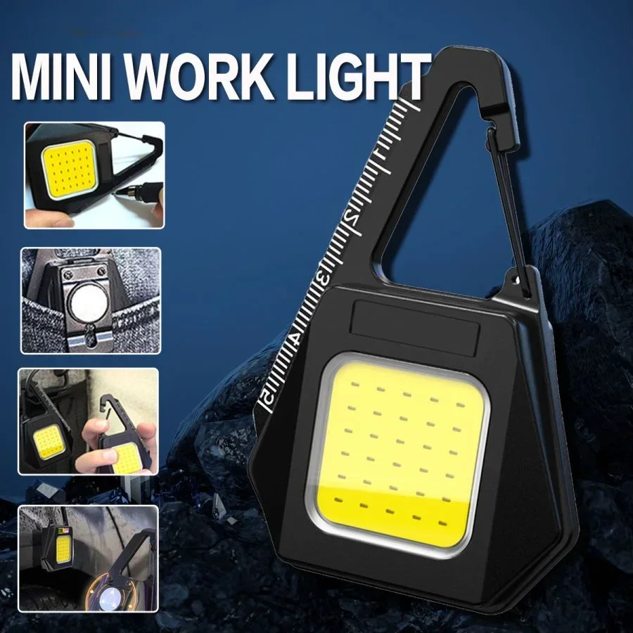 Mini COB LED Keychain Work Light Outdoor Emergency Flashlight Small Torch Keychain Flashlights with Bottle Opener Camping Lights