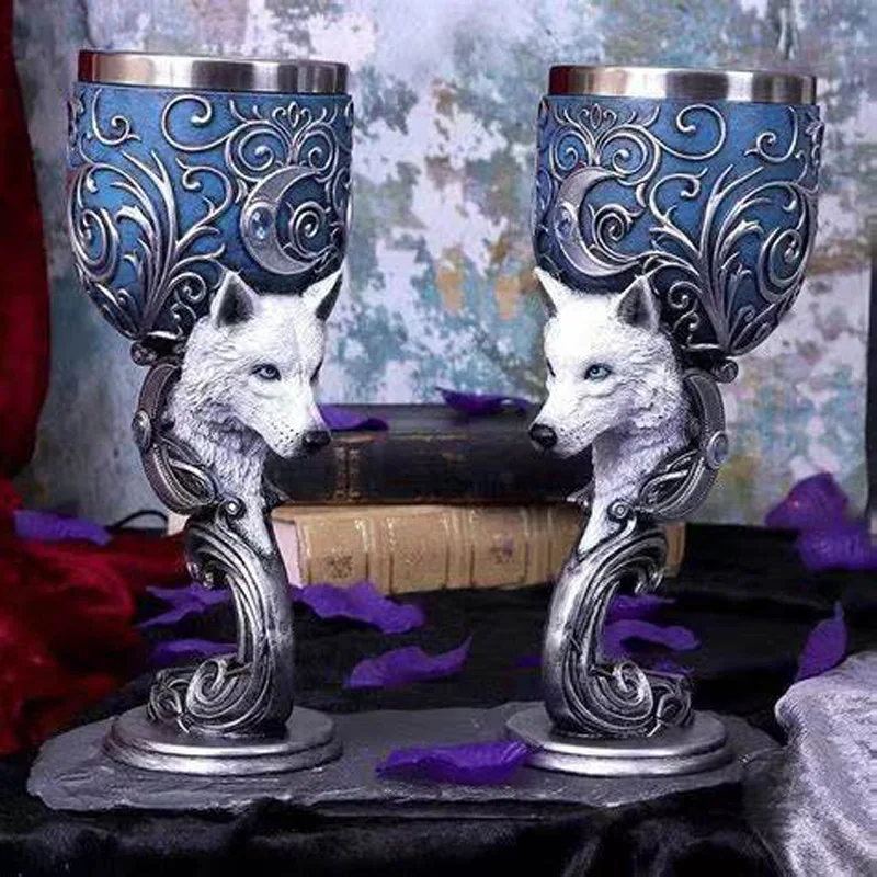 Vintage Medieval Skeleton Wolf Dragon Tall Cup Stainless Steel Unicorn Black Cat Home Party Bar Beer Coffee Mug Stranger Gifts