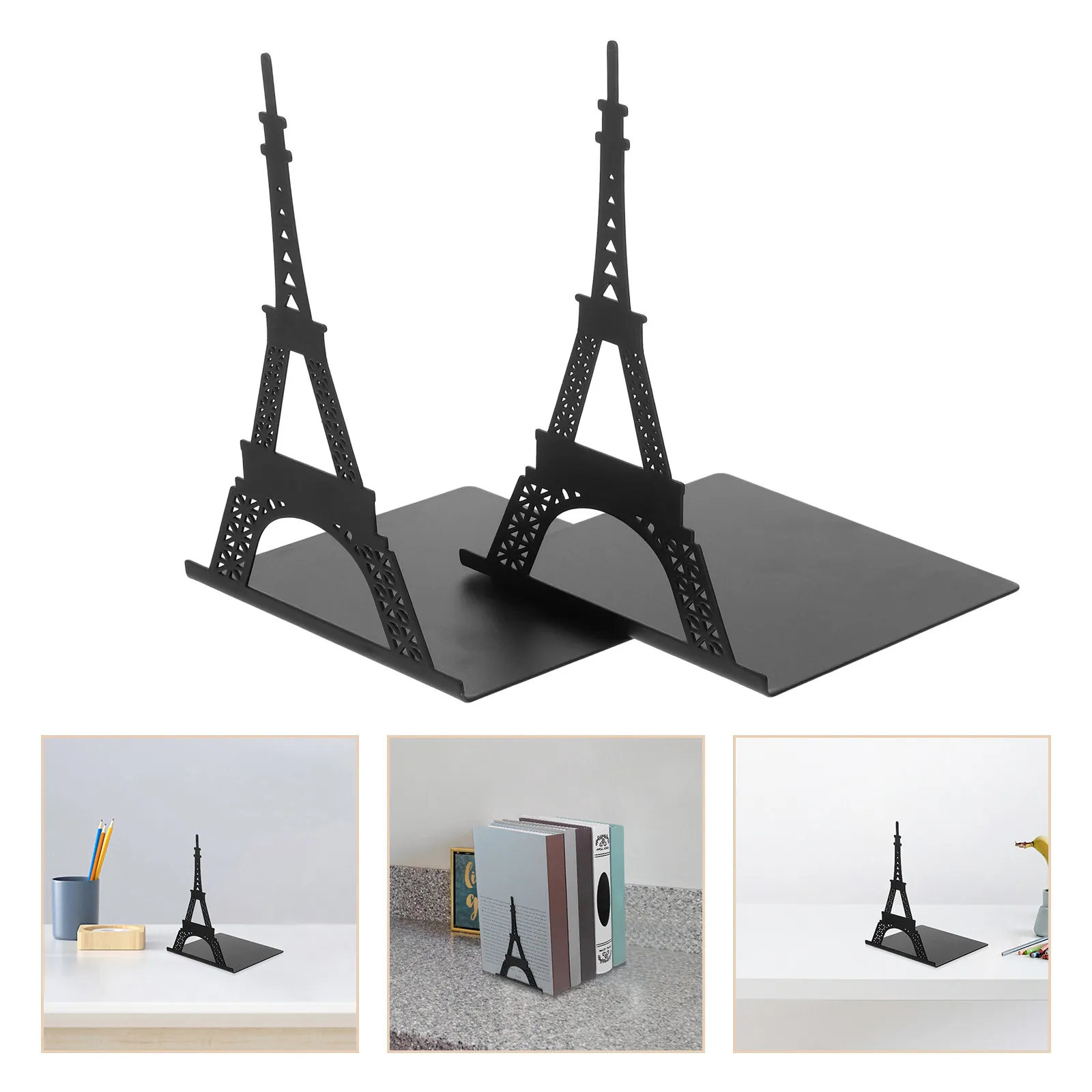 

2Pcs Metal Bookend with Iron Construction Strong Support Bookends for Heavy Books Convenient Book Holder for Office Home Decor