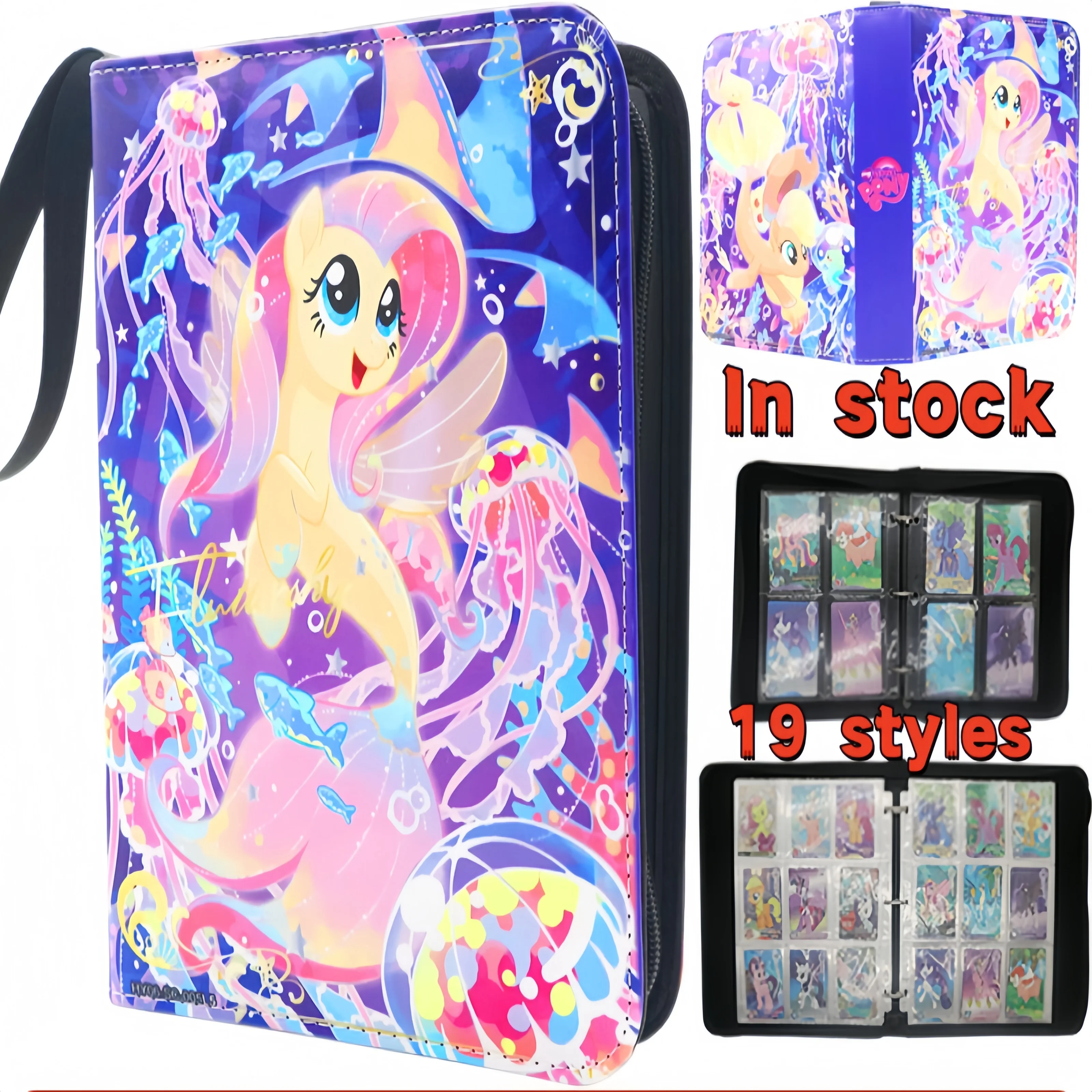 

Новинка 2025 года, чехол для карт My Little Pony Luna's, органайзер Fluttershy Pinkie Pie A4, большая 9-панельная коллекция карт, игрушки на день рождения