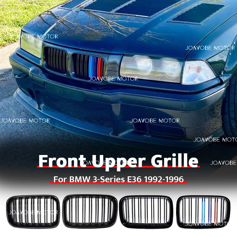 

Glossy Black Glossy M-Color Double Line Style Front Bumper Grille For BMW 3 Series E36 1992–1996