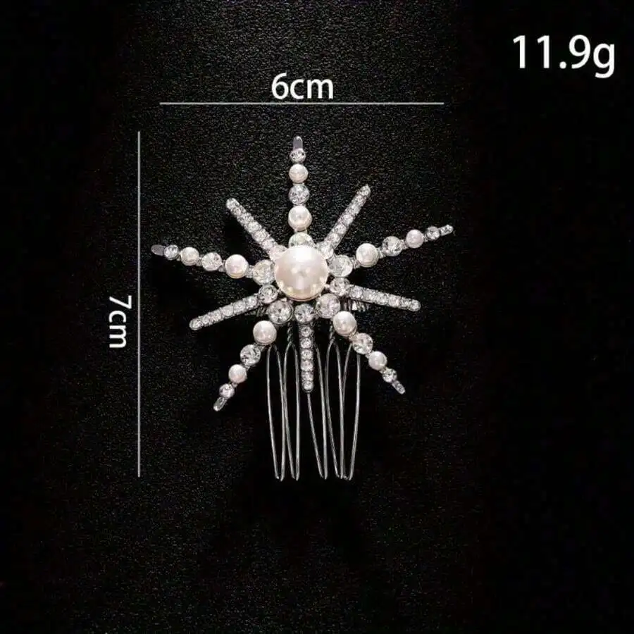 

Star Shaped Hair Comb With Pearl And Rhinestone Inlay For Women