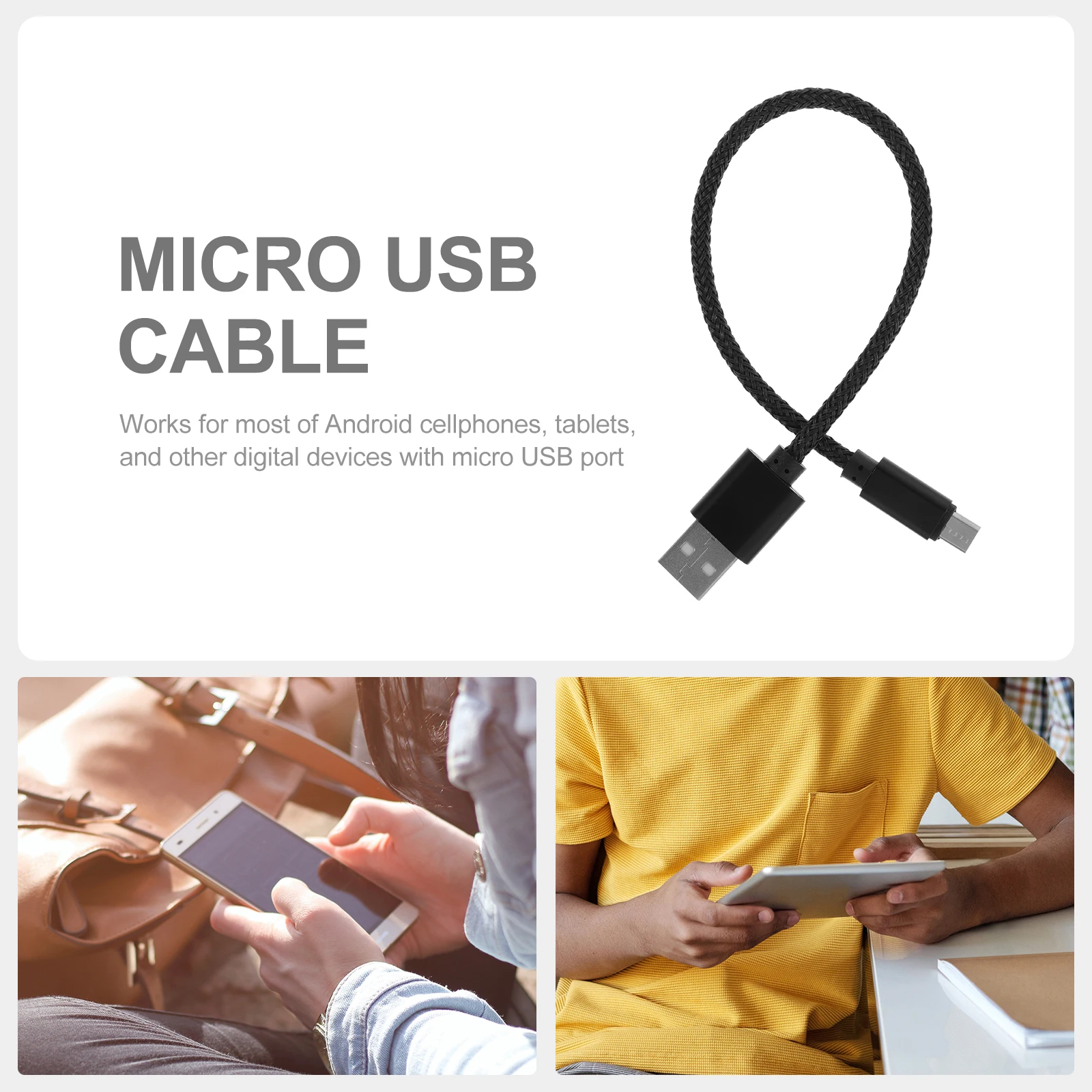 

5 pcs Micro USB Cable Data Line Charge Cord Durable Flexible Fast Transmission Nylon Braided Compatible Travel