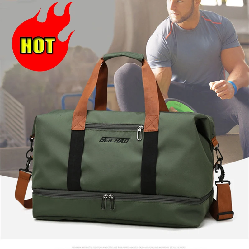 Bolsa de viaje para hombre y mujer, equipaje de mano de gran capacidad, separación en seco y húmedo, bolsa deportiva para Fitness, paquete de viaje de corta distancia