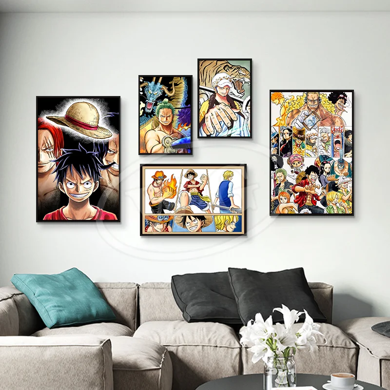 Personagens de desenhos animados de uma peça Macaco D. Luffy Roronoa Zoro Vinsmoke Sanji imagem decoração de parede pintura presente de Natal