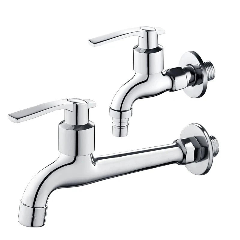 Universal Lengthened Bibcock Thickened Copper Faucet For Washing Machine Wall Mounted Outdoor Garden Watering Splash-Proof Tap