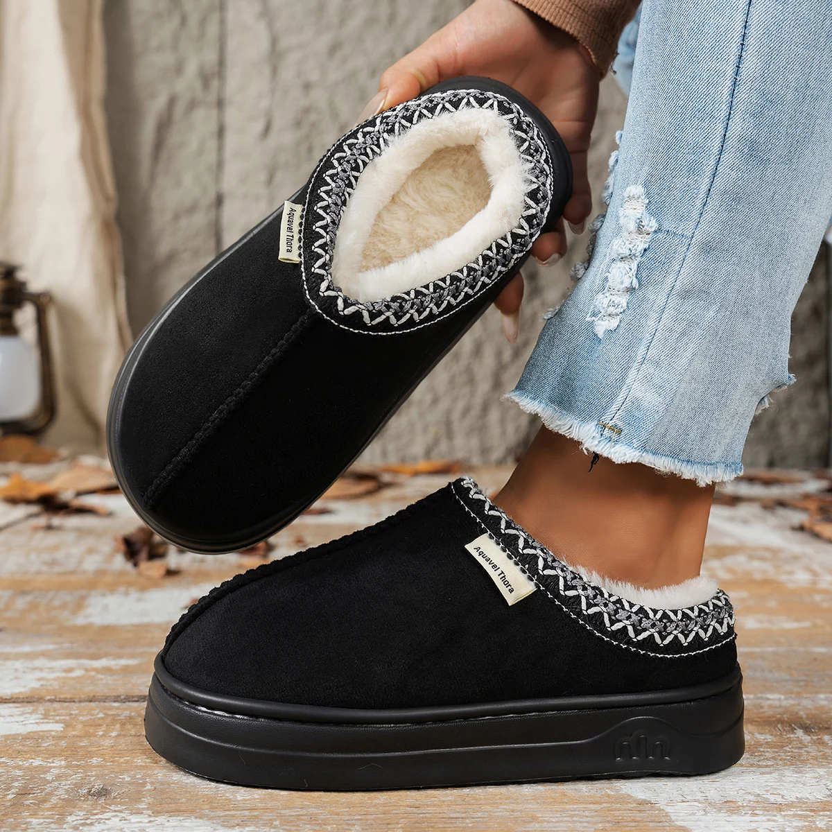 Winter Couples Men's Warm Non-slip Simple Indoor Slippers Boots Home Casual Fashion Plush Women's Bedroom Soft Sole Plush Shoes