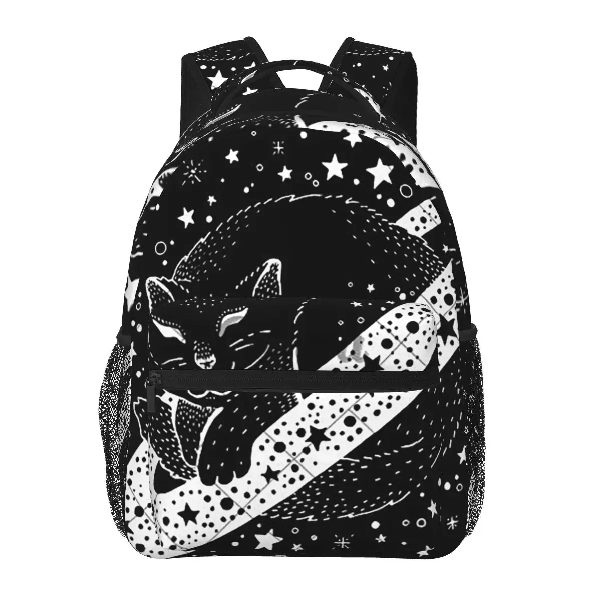 

Black Cat With Stars Moons Celestial Design Student Backpack School Bag Hiking Travel Daypack for Unisex Bookbag Shoulder Bags