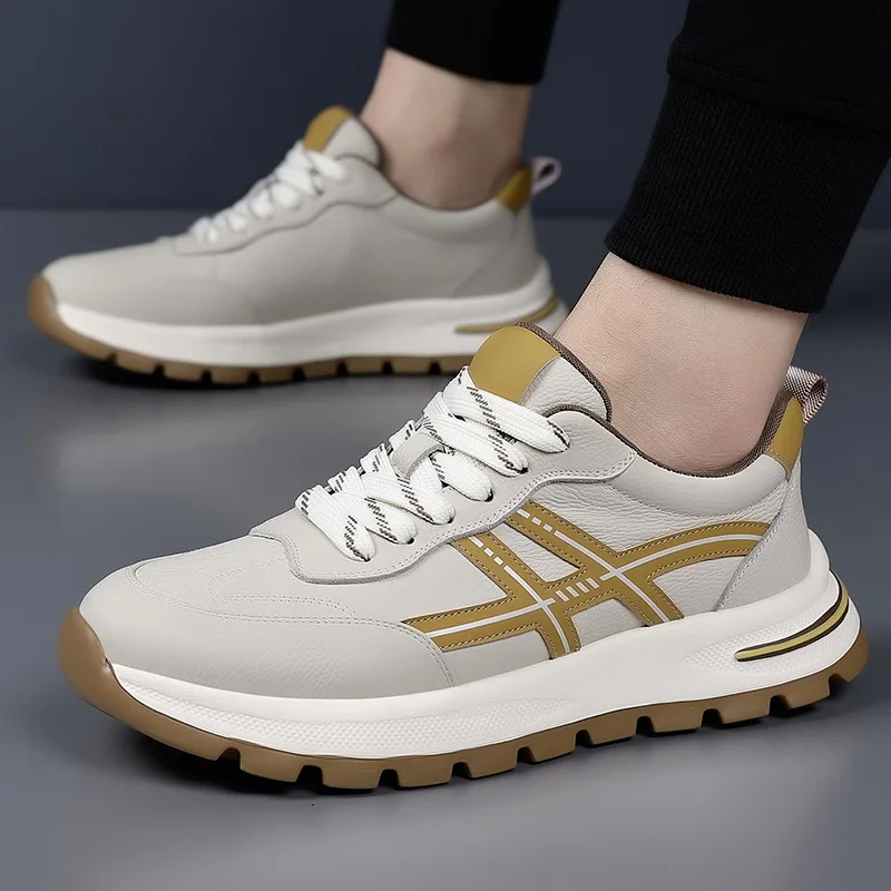 

Весенние мужские кроссовки для увеличения роста, новые противоскользящие повседневные туфли, легкие модные мужские туфли, универсальные стильные кроссовки для уличного стиля.