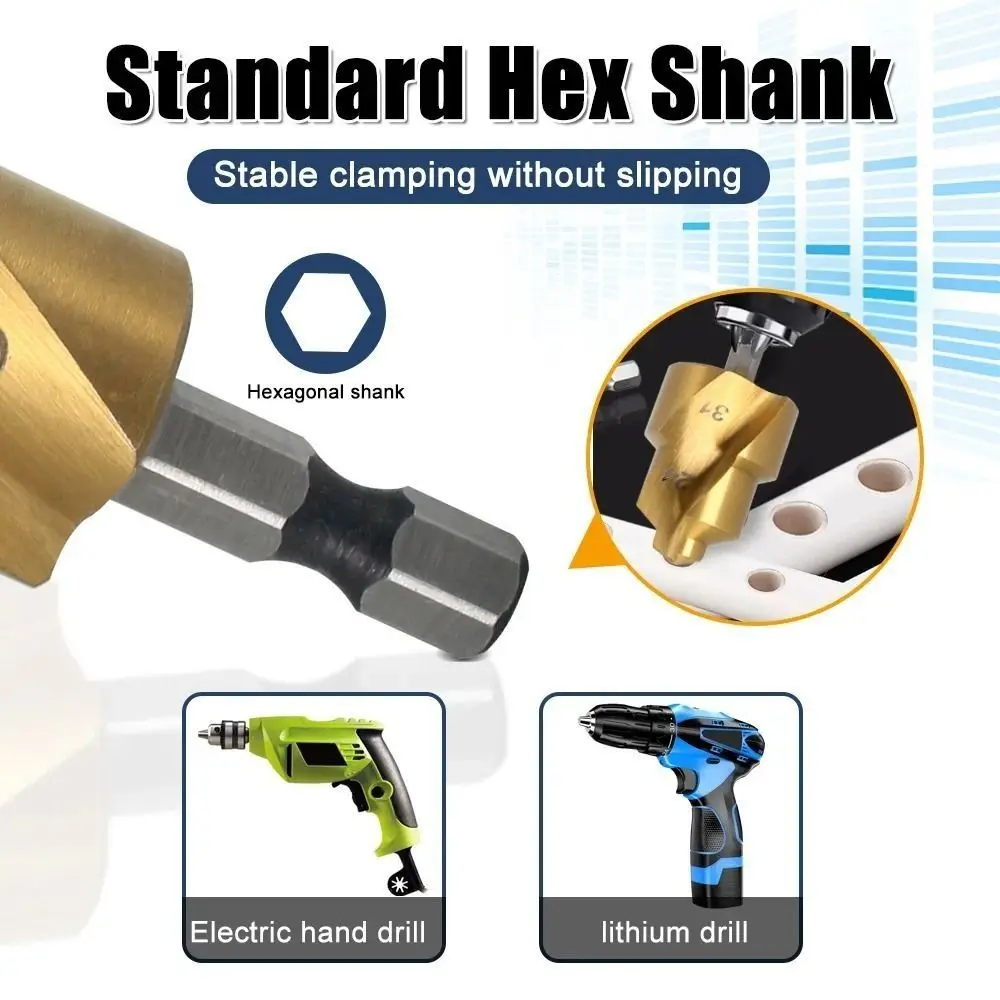 Hexagon Shank PPR Lifting Drill Bit Water Pipe Connection Tool 20/25/32/40/50mm Step Drill Titanium Plated Spiral