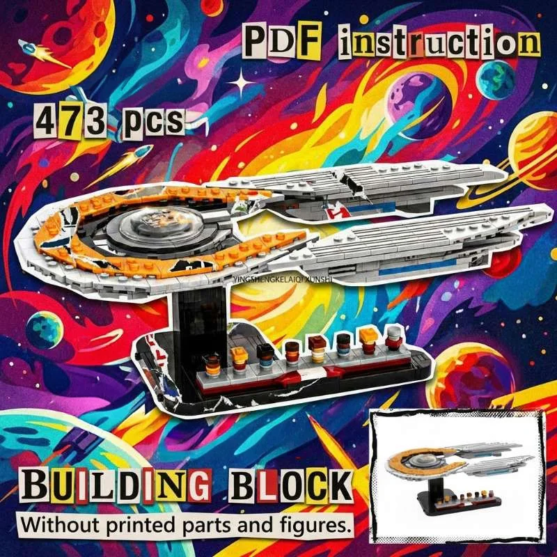 

MOC Star Movie Saucer Spaceship Galaxy Cruiser Display Stand Building Blocks Model Exploration