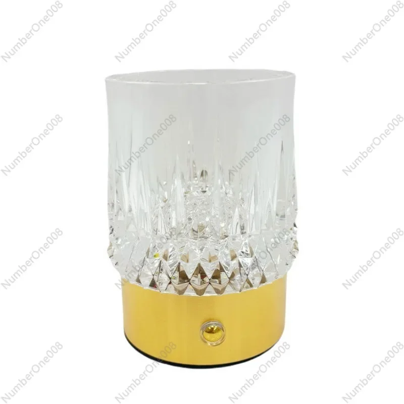 New Trendy Creative Rechargeable Crystal Vase Lamp Whiskey Shot Glass Table Lamp Bar Atmosphere Night Light Cup