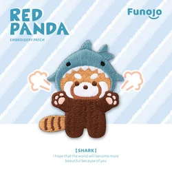 Cross-dressing Red Panda Embroideried Patches for Girls Bag Decoration Small Glue Sticker for Kids Clothes Hairclip Designer