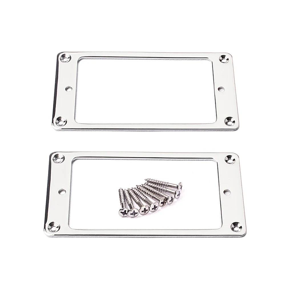 

2 Pcs Guitar Humbucker Pickup Covers Frame Ring Pearlescent Rings Silver Mounting