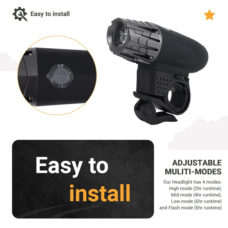 A28F-Bike Lights Bicycle Lights Front And Back USB Rechargeable Bike Light Set Super Bright Front And Rear Flashlight LED Headli