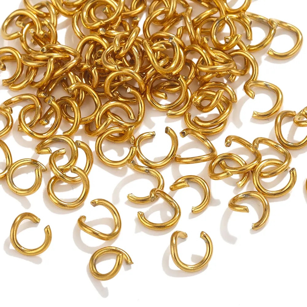 100 connettori per anello di salto in acciaio inossidabile placcato oro per la creazione di gioielli, connettori per braccialetti, collane fai da te, forniture di gioielli