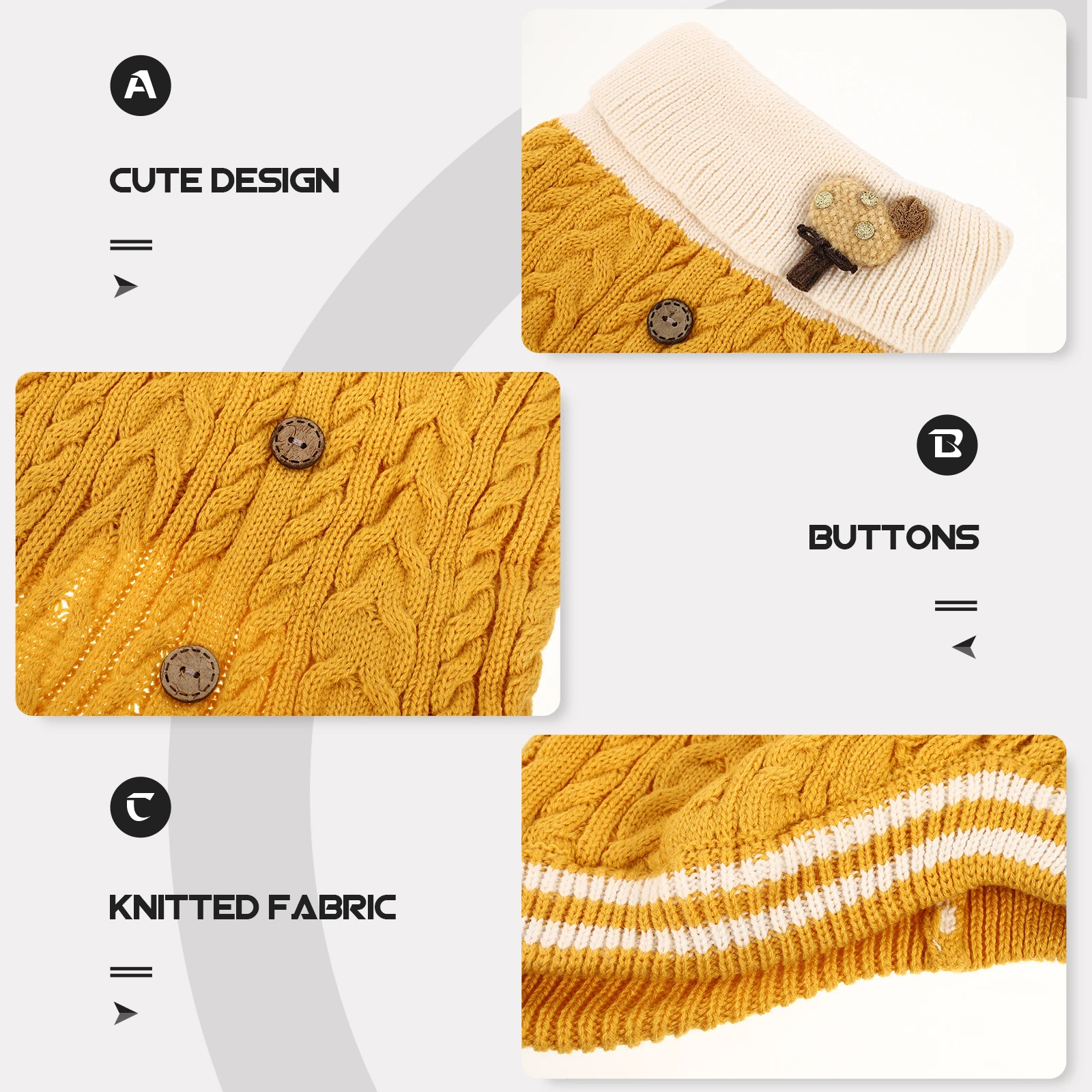 

High-neck Pet Sweater Puppy Dog Doggie Sweaters Small Warm Clothes Knitted Fabric Pets Winter