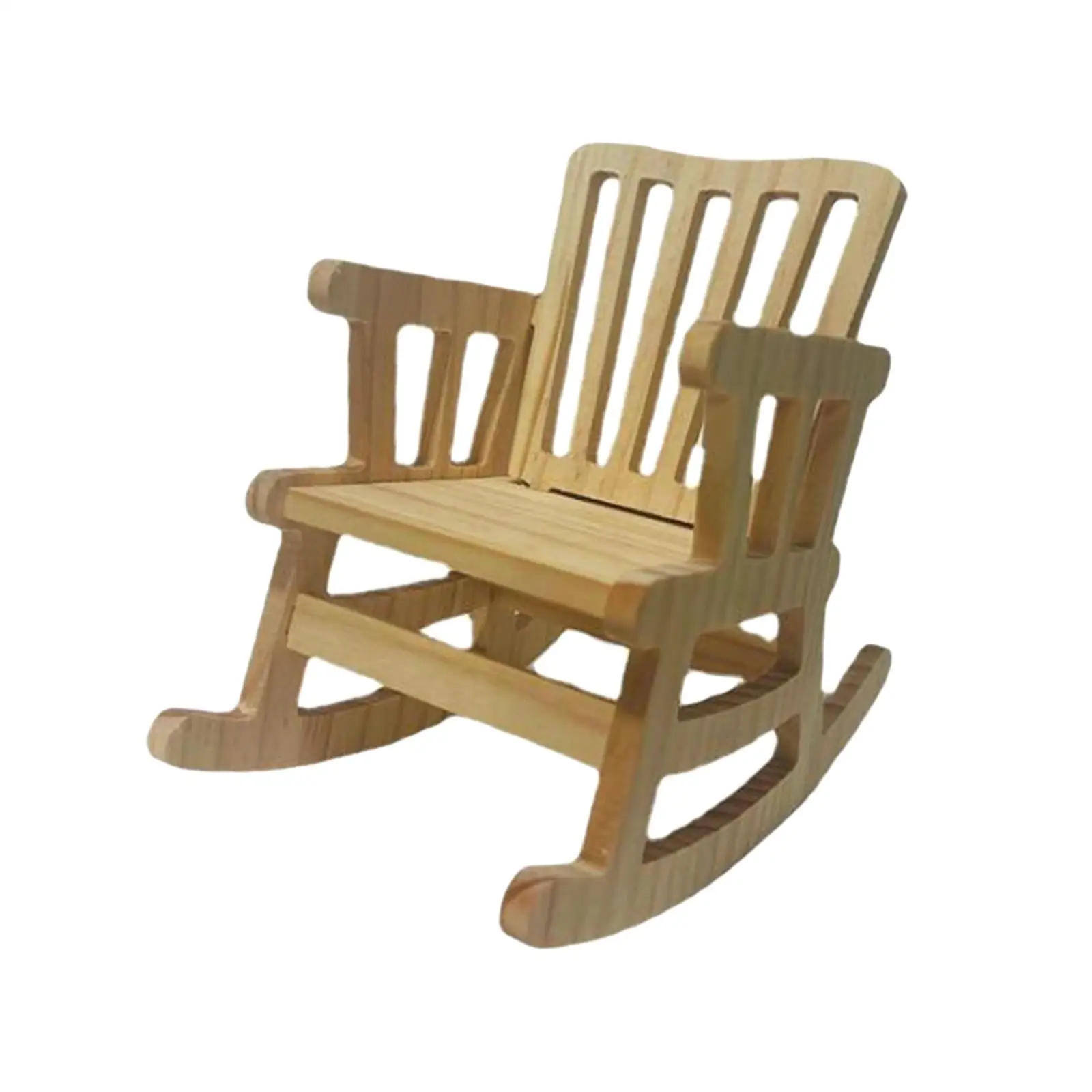 

High Simulation Mini Wooden Rocking Chair for 1/6 Scale Doll Accessories Pretend Toy