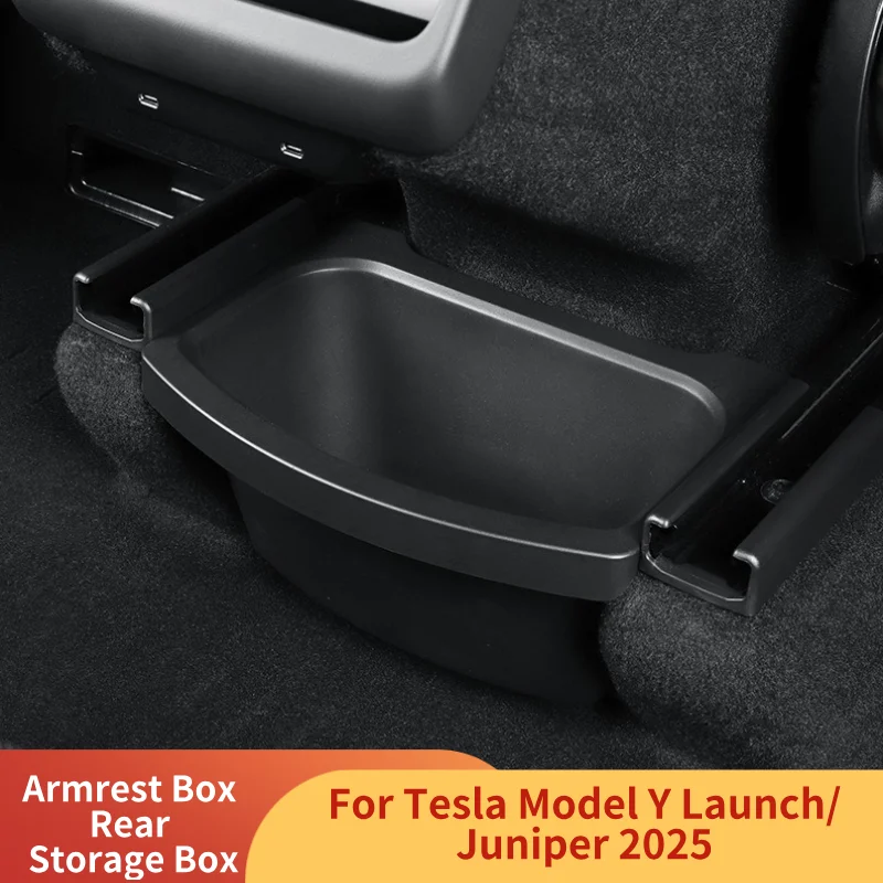 For Tesla Model Y Launch/Juniper 2025 Armrest Box Rear Storage Box Organizer Rear Trash Can Stowing Tidying Interior Accessories