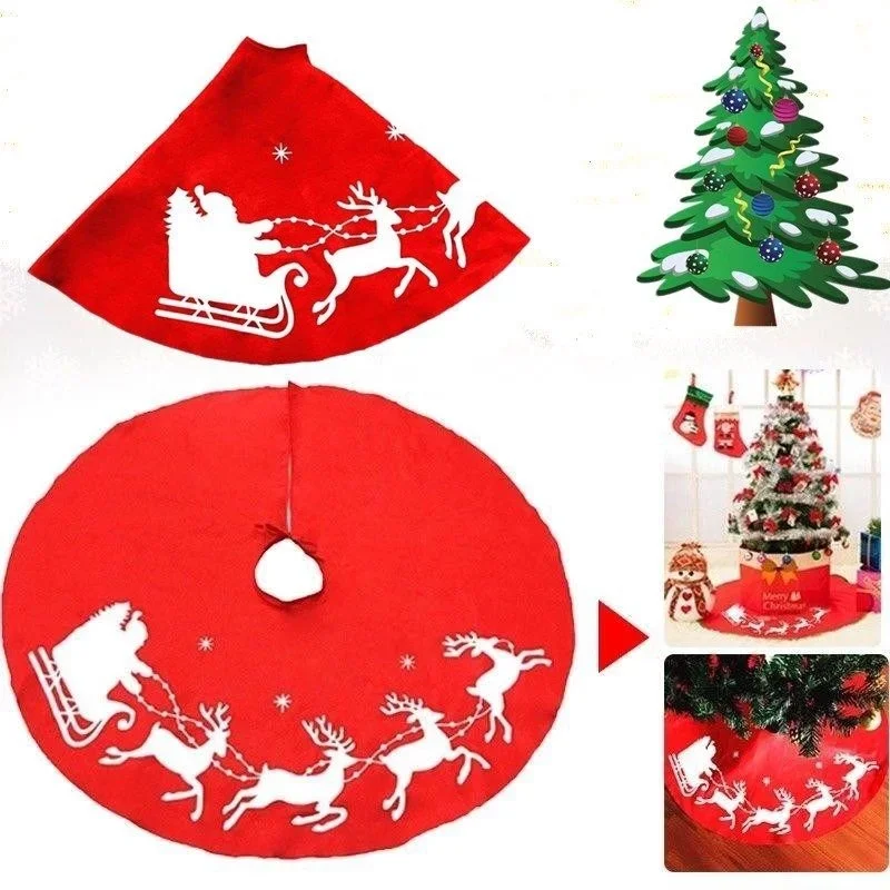 Red Christmas Tree Skirts Plush Faux Fur Carpet Xmas Floor Mat Ornaments Merry Christmas New Year Christmas Tree Decorations