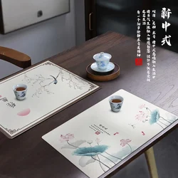 Elegant Chinese Style Leather Dining Placemats PVC Pad Home Waterproof Oil-proof Non-slip Heat-Resistant Perfect Western Cuisine