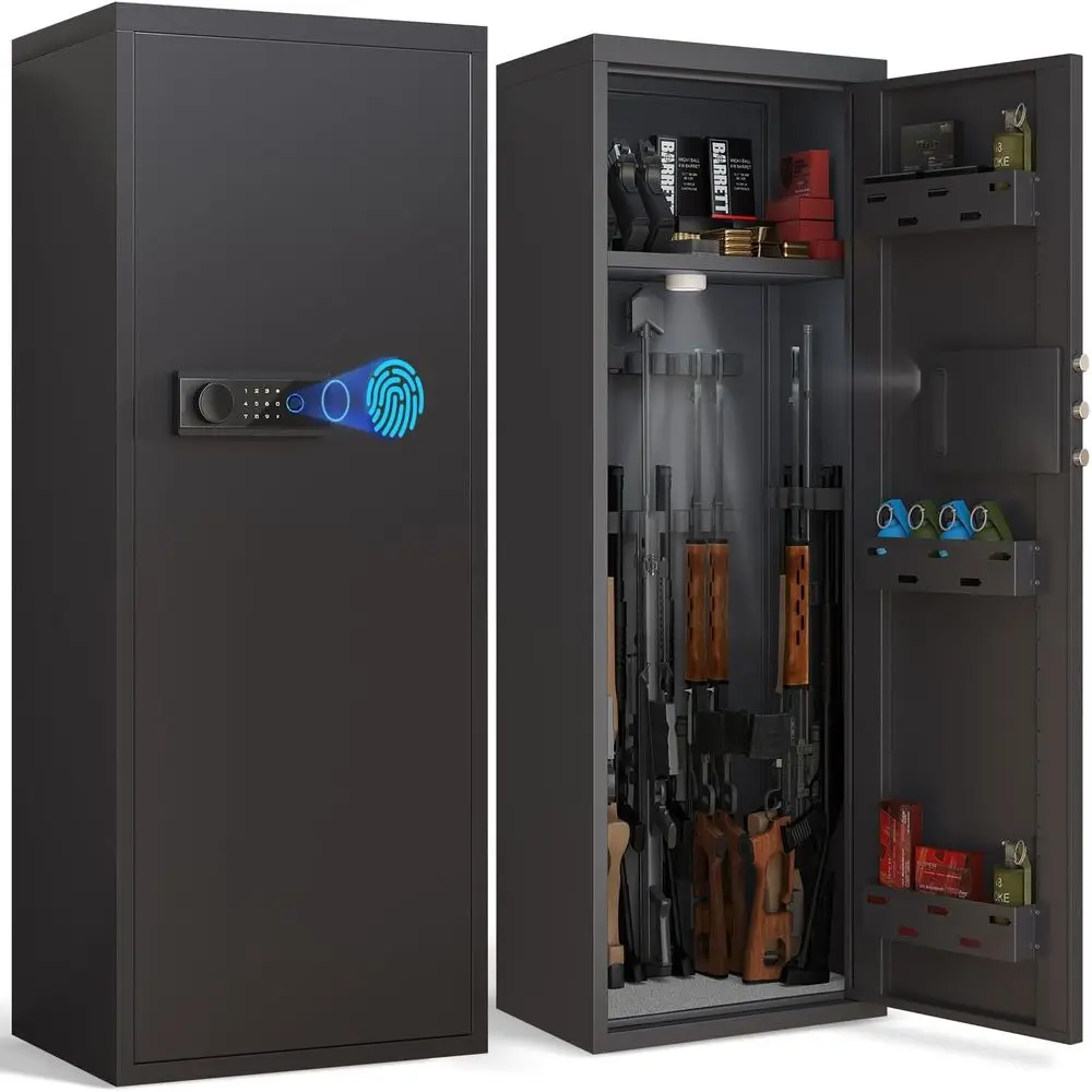 

Biometric Large Gun Safe for Home Firearms, Fingerprint Access, Adjustable Shelving, and Mute Mode