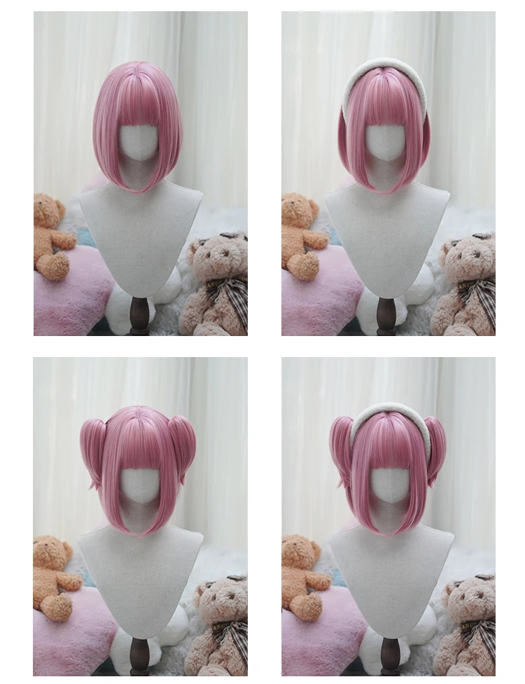 Lolita Style Curly Double Ponytails Wig | Heat Resistant Synthetic Hair with Bangs for Cosplay, Halloween, Anime Theme Part