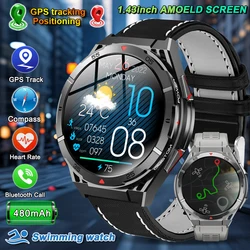 수영 Smartwatch 야외 GPS 시계 스포츠 피트니스 트래커 건강 군사 방수 시계 BT5.3 안드로이드 iOS 용 스마트 시계 호출