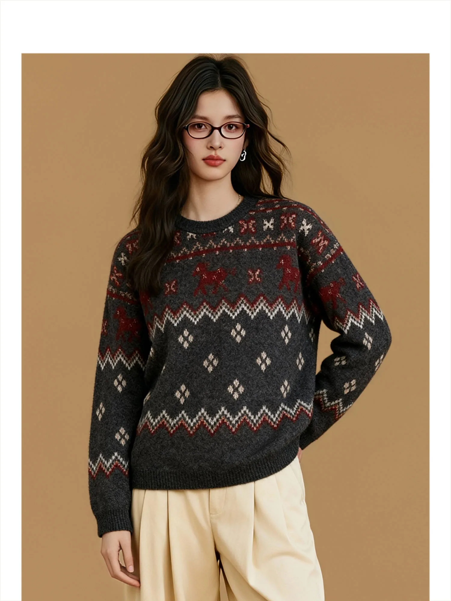 

Вязаный свитер Forever 2 в стиле ретро для женщин, осенне-зимний, новый, для катания на лыжах, пушистый, длинный, с круглым вырезом, топ