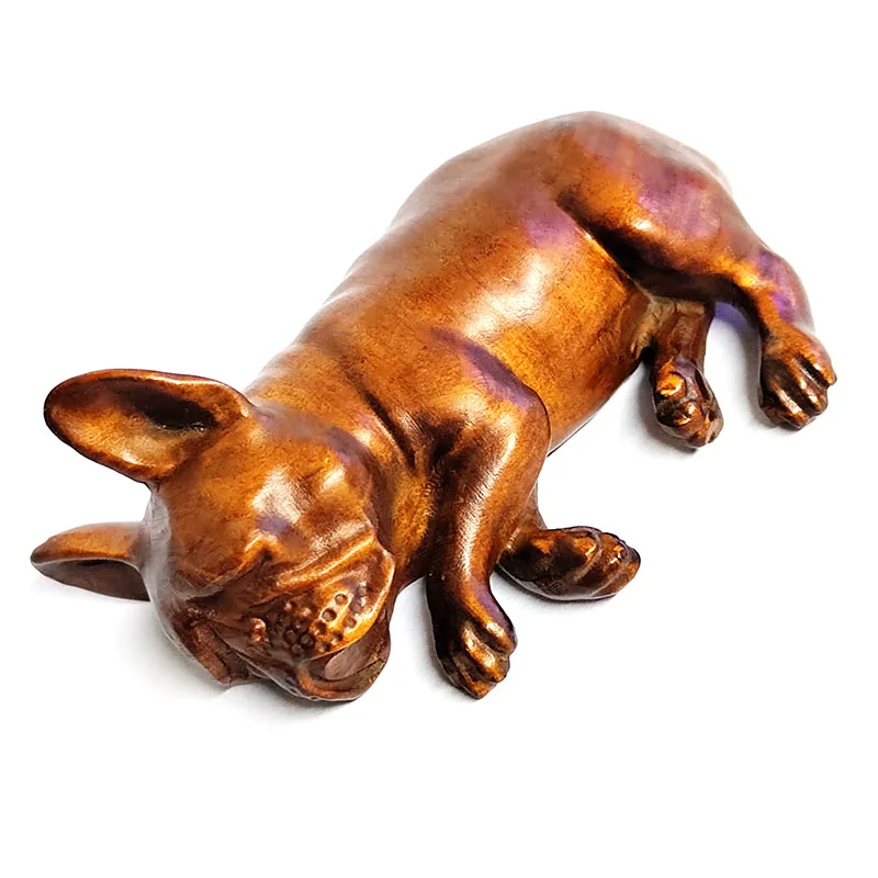 BY208 - 7 * 5 * 3 CM Carved Boxwood Carving - Cute Dog ( French bulldog )