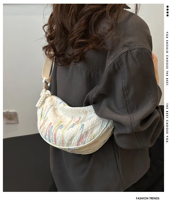 Minimalistische Umhängetasche im japanischen Stil für Damen, kleine Umhängetasche für das Handy, leichte und vielseitige Dumpling-Tasche für Mädchen – Detail 18