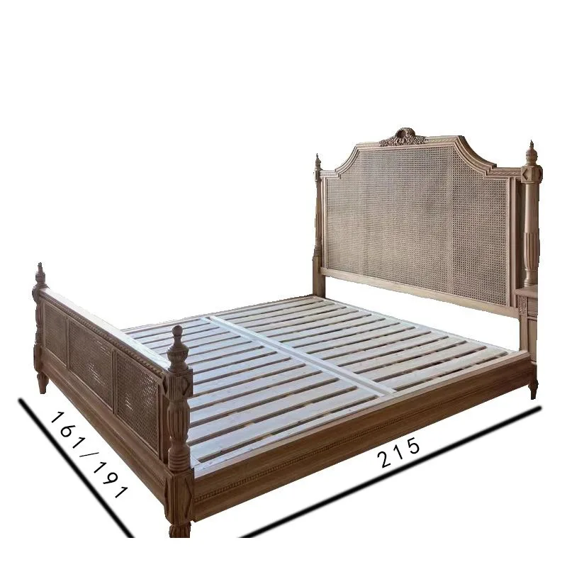 

American rural complex medieval French rattan art carving hotel B & B small apartment double princess bed