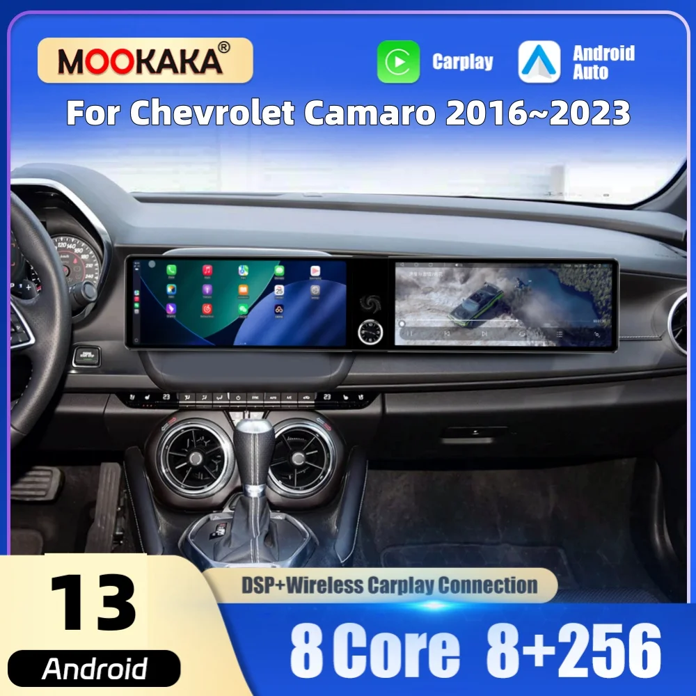 

Dual 12.3“ Car Multimedia Player Android Screen For Chevrolet Camaro 2016~2023 Car Radio GPS Navigation CarPlay Auto Head Unit