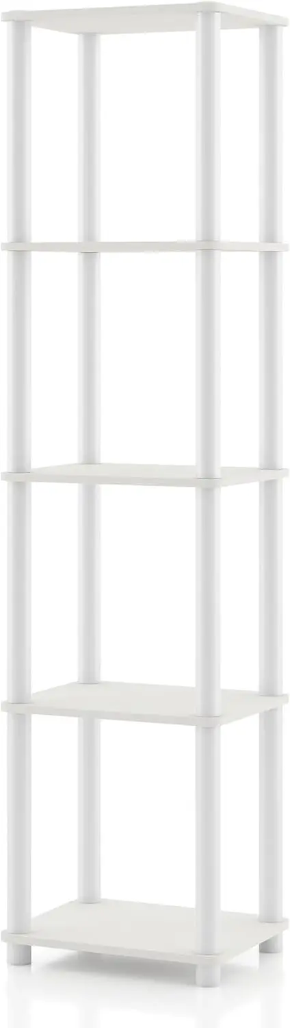 

Apexa 5-Tier Narrow Shelving Unit, White Display Shelf for Living Room, Bedroom, Office – Easy Assembly