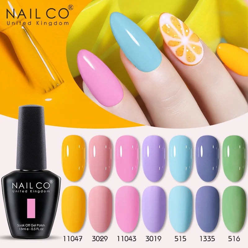 NAILCO 15ml ヘマ/TPOフリー ピュアカラーネイルジェルポリッシュ バーニッシュ セミパーマネント UV マニキュアジェル トップコート ジェルポリッシュ