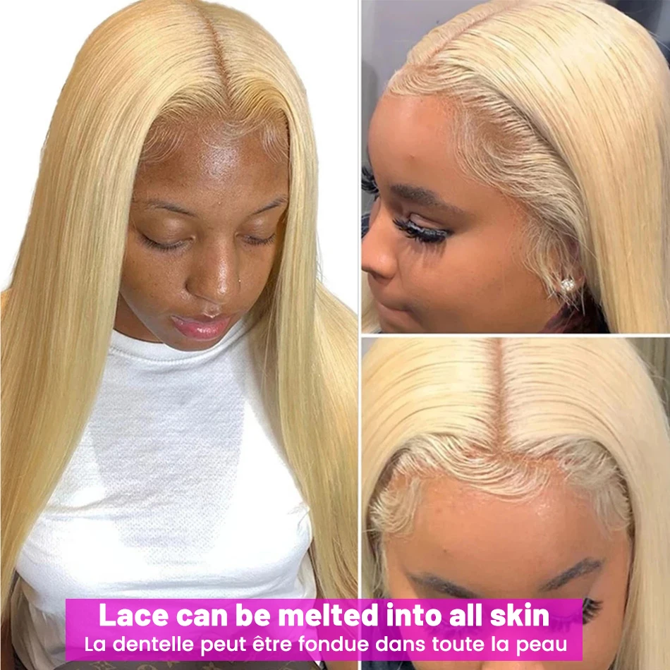 Transparent 613 Blonde 4x4 Silk Top Lace Frontal Human Hair Wigs #613 Bone Straight Silk Base Lace Front Human Hair Wigs