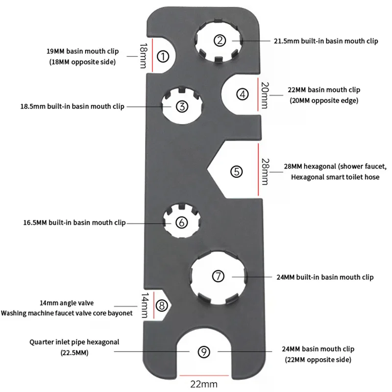 

New 9 In 1 Faucet Aerator Removal Tool Metal Key For Hidden Threaded TJ TT JR STD And Cut Side With Housing M16 M18 M20 M22 M24