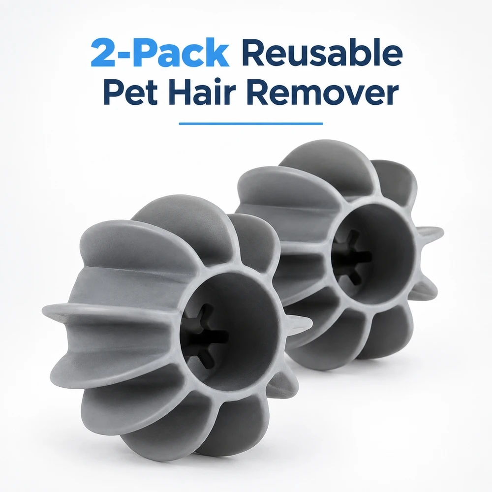 2 Pack Large Grey Laundry Balls Reusable Pet Fur Remover Anti Tangle Fabric Cleaner Manual Wash Tool