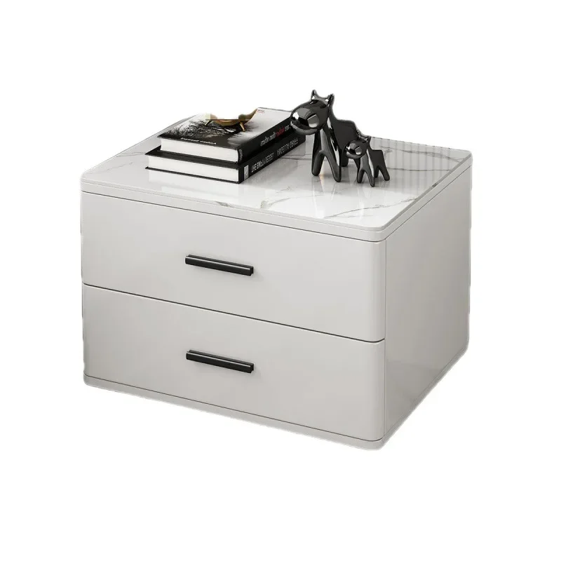 

Painted bedside table, light luxury modern bedroom, high end all solid wood bedside cabinet