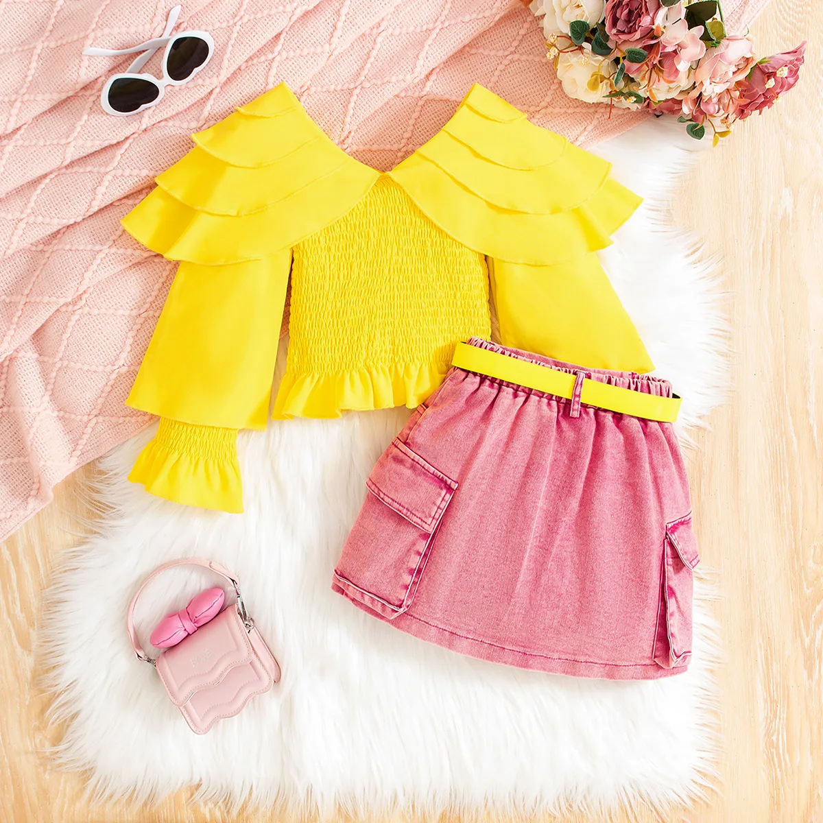 Fashion Girls Clothing Sets New Spring Summer Kids Girl Long Sleeve Shirt and Skirt 2pcs Clothes Suit Children Girl Street Wear