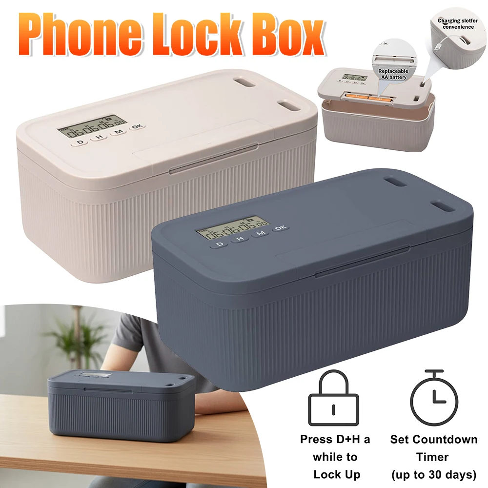 Timed Lock Box with Timer Phone Lock Box Self-Control Lockable Storage Box Unplug From Phones Video Games Social Media Snacks