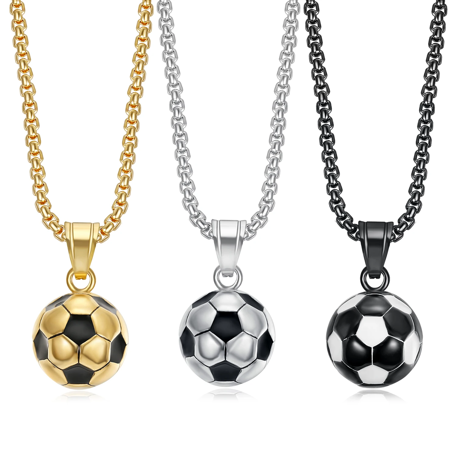 18k Gold Football Pendant Necklace for Men 316L Stainless Steel Minimalist Sports Jewelry Tarnish Free