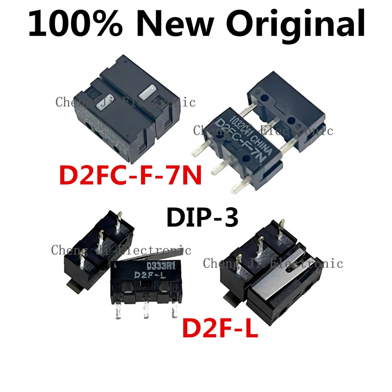 5-10PCS/Lot D2FC-F-7N、DIP-3 New original mouse switch D2F-L、Micro switch 3-foot mouse button travel switch 1A